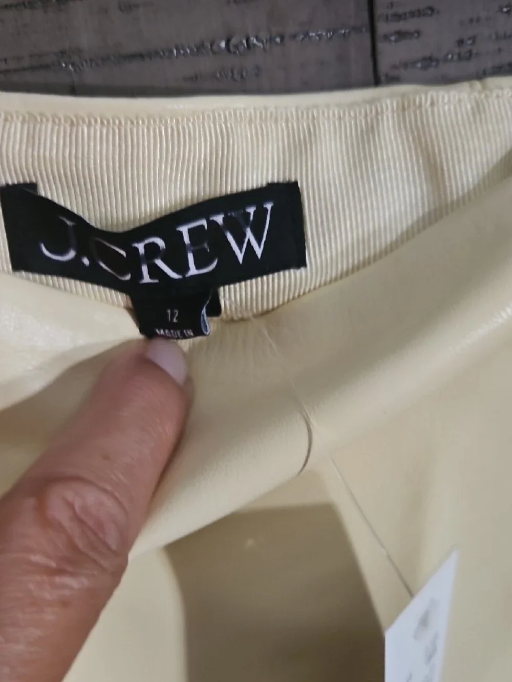 J. Crew Cream/ Butter Yellow Faux Leather Mini Skirt